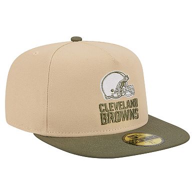 Men's New Era Beige/Olive Cleveland Browns Color Pack A-Frame 59FIFTY Fitted Hat