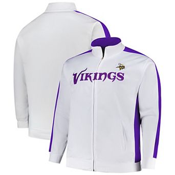 Men's Fanatics White Minnesota Vikings Big & Tall Tricot Full-Zip Track Jacket