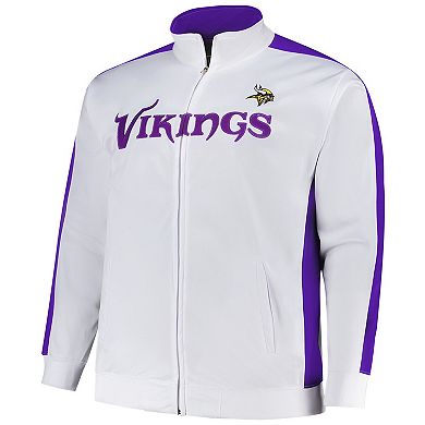 Men's Fanatics White Minnesota Vikings Big & Tall Tricot Full-Zip Track Jacket