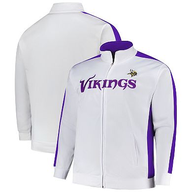 Men's Fanatics White Minnesota Vikings Big & Tall Tricot Full-Zip Track Jacket