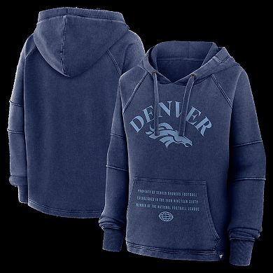 Women's Fanatics Navy Denver Broncos Oversized Raglan Gridiron Hoodie