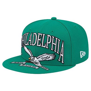 Men's New Era Kelly Green Philadelphia Eagles Throwback Oversized 59FIFTY Fitted Hat