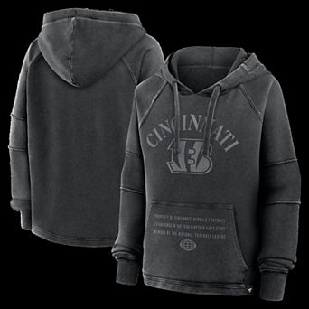 Women's Fanatics Black Cincinnati Bengals Oversized Raglan Gridiron Hoodie