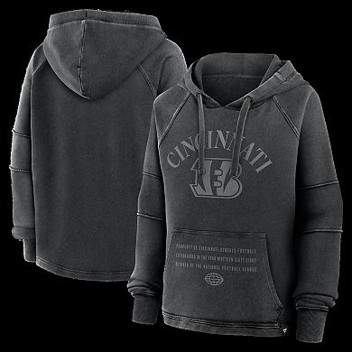 Women's Fanatics Black Cincinnati Bengals Oversized Raglan Gridiron Hoodie