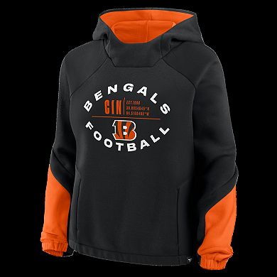 Women's Fanatics Black Cincinnati Bengals Oversized Redzone Bubble Screen Pullover Hoodie