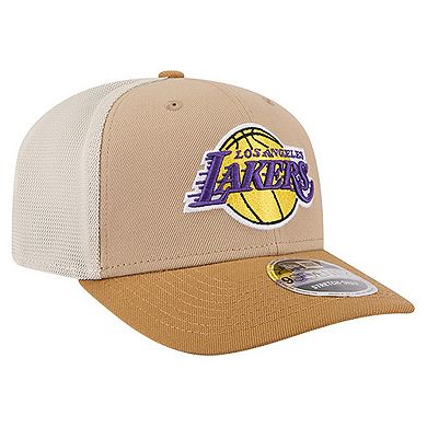 Men's New Era Tan/Light Brown Los Angeles Lakers Two-Tone 9SEVENTY Adjustable Trucker Hat
