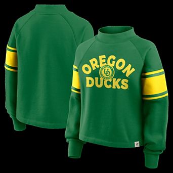 Women's Fanatics Green Oregon Ducks Oversized Hometown Premium Punt Coverage Raglan Pullover Sweatshirt