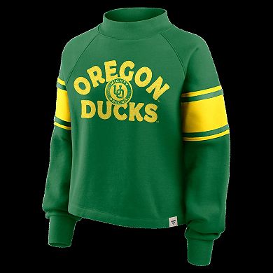 Women's Fanatics Green Oregon Ducks Oversized Hometown Premium Punt Coverage Raglan Pullover Sweatshirt