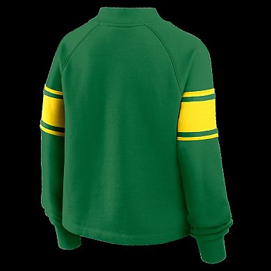 Women's Fanatics Green Oregon Ducks Oversized Hometown Premium Punt Coverage Raglan Pullover Sweatshirt