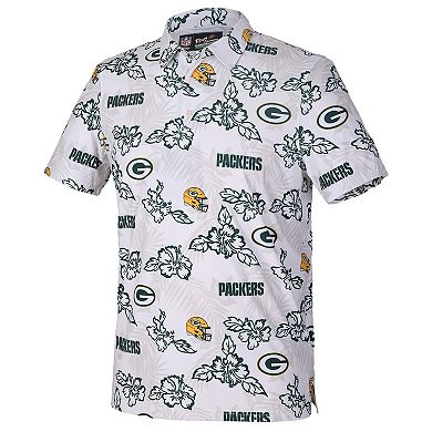 Men's Reyn Spooner White Green Bay Packers Pua Performance Game Day Polo