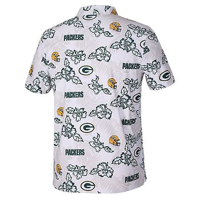 Men's Reyn Spooner White Green Bay Packers Pua Performance Game Day Polo