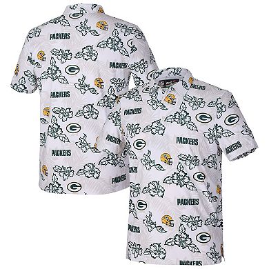 Men's Reyn Spooner White Green Bay Packers Pua Performance Game Day Polo