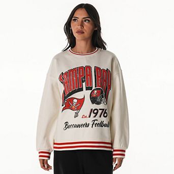 Women's The Wild Collective Cream Tampa Bay Buccaneers Oversized Vintage French Terry Sweatshirt