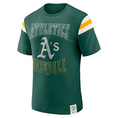 Men's Darius Rucker Collection by Fanatics Green Athletics Distressed Sleeve Stripe T-Shirt