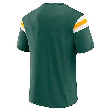 Men's Darius Rucker Collection by Fanatics Green Athletics Distressed Sleeve Stripe T-Shirt