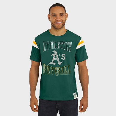 Men's Darius Rucker Collection by Fanatics Green Athletics Distressed Sleeve Stripe T-Shirt
