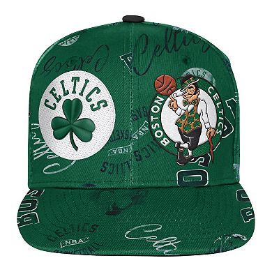 Youth Outerstuff Kelly Green Boston Celtics Street Hooper Allover Print Snapback Hat