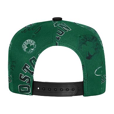 Youth Outerstuff Kelly Green Boston Celtics Street Hooper Allover Print Snapback Hat