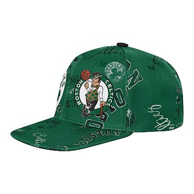 Youth Outerstuff Kelly Green Boston Celtics Street Hooper Allover Print Snapback Hat