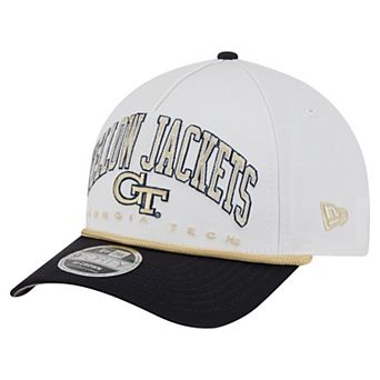 Men's New Era White/Navy Georgia Tech Yellow Jackets Arch Two-Tone Rope 9FORTY A-Frame M-Crown Adjustable Hat