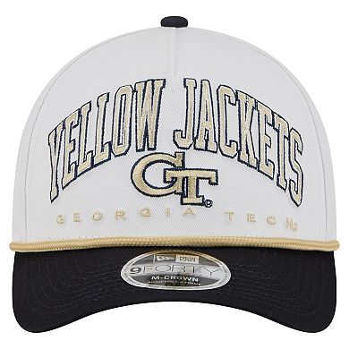 Men's New Era White/Navy Georgia Tech Yellow Jackets Arch Two-Tone Rope 9FORTY A-Frame M-Crown Adjustable Hat