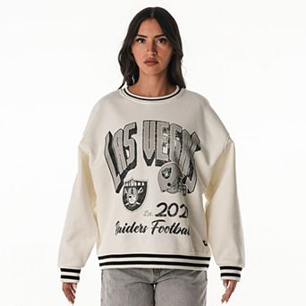 Women's The Wild Collective Cream Las Vegas Raiders Oversized Vintage French Terry Sweatshirt