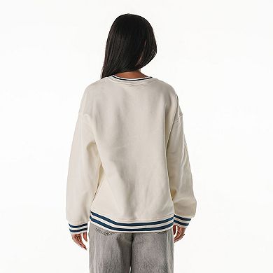 Women's The Wild Collective Cream Miami Dolphins Oversized Vintage French Terry Sweatshirt