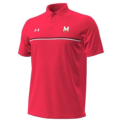 Men's Under Armour Red Maryland Terrapins Performance Drive Chest Stripe Polo