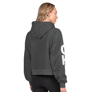 Women's Starter Heather Gray Chicago Bears Star Player Cropped Fleece Pullover Hoodie