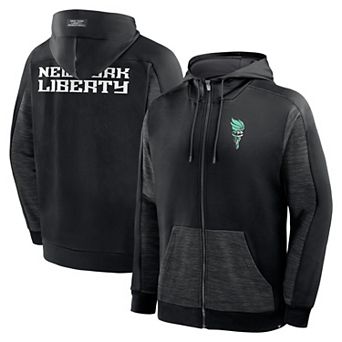 Men's Fanatics Black New York Liberty Back Door Cut Play Defender Full-Zip Hoodie