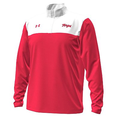 Men's Under Armour Red/White Maryland Terrapins Green Blocked Quarter-Zip Pullover