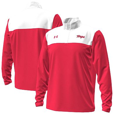 Men's Under Armour Red/White Maryland Terrapins Green Blocked Quarter-Zip Pullover