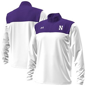 Men's Under Armour White/Purple Northwestern Wildcats Green Blocked Quarter-Zip Pullover