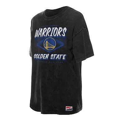 Women's New Era Black Golden State Warriors Throwback Mineral Wash Oversized T-Shirt