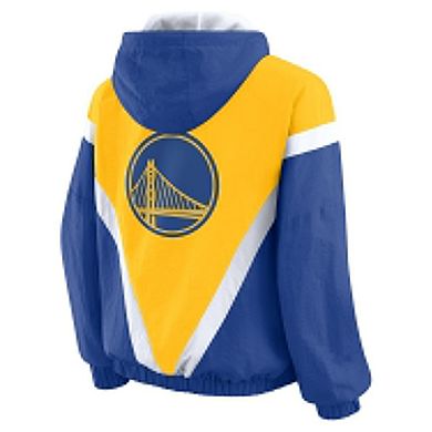 Women's WEAR by Erin Andrews Gold/Royal Golden State Warriors Colorblock Full-Zip Hoodie Windbreaker Jacket