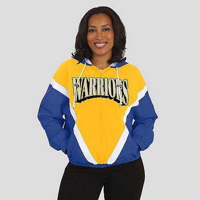 Women's WEAR by Erin Andrews Gold/Royal Golden State Warriors Colorblock Full-Zip Hoodie Windbreaker Jacket