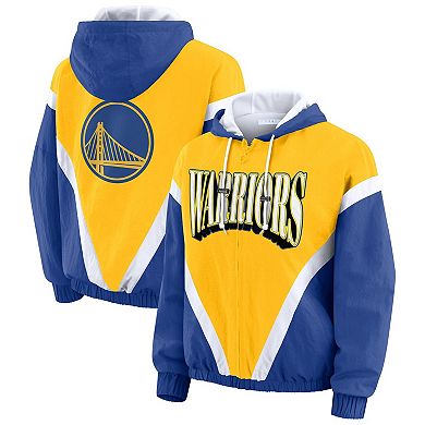 Women's WEAR by Erin Andrews Gold/Royal Golden State Warriors Colorblock Full-Zip Hoodie Windbreaker Jacket