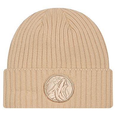 Men's New Era Tan Minnesota Timberwolves Color Pack Cuffed Knit Hat