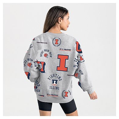 Women's Gameday Couture Gray Illinois Fighting Illini Always on Repeat Fleece Sweatshirt