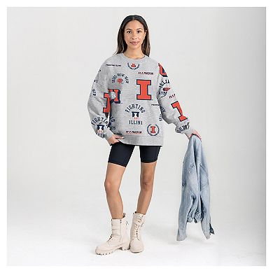 Women's Gameday Couture Gray Illinois Fighting Illini Always on Repeat Fleece Sweatshirt