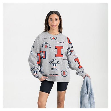 Women's Gameday Couture Gray Illinois Fighting Illini Always on Repeat Fleece Sweatshirt