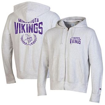 Men's Champion Heather Gray Minnesota Vikings Reverse Weave Full-Zip Hoodie