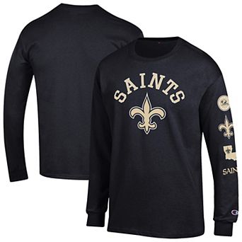 Men's Champion Black New Orleans Saints Seal Long Sleeve T-Shirt