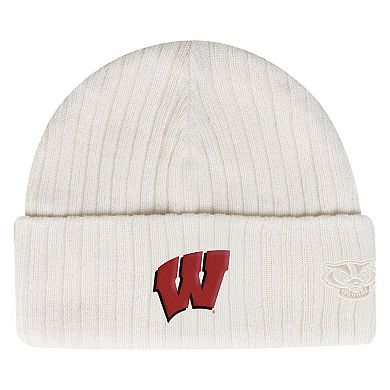 Men's Under Armour Stone Wisconsin Badgers Sideline Halftime Shallow Cuffed Knit Hat
