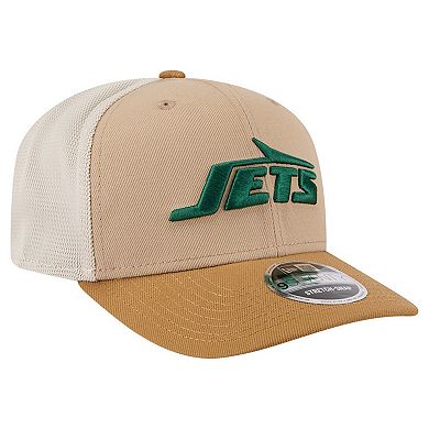 Men's New Era Light Beige New York Jets Two-Tone Trucker 9SEVENTY Adjustable Hat