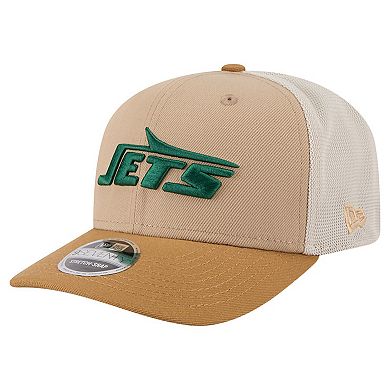 Men's New Era Light Beige New York Jets Two-Tone Trucker 9SEVENTY Adjustable Hat