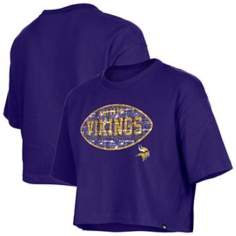 Girl's New Era Purple Minnesota Vikings Flip Sequin Boxy T-Shirt