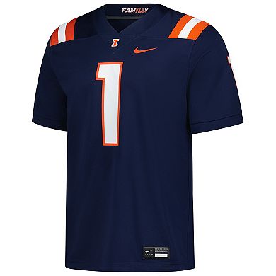 Men's Nike #1 Navy Illinois Fighting Illini Untouchable Replica Game Jersey