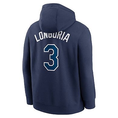 Men's Nike Evan Longoria Navy Tampa Bay Rays Player Name & Number Club Pullover Hoodie