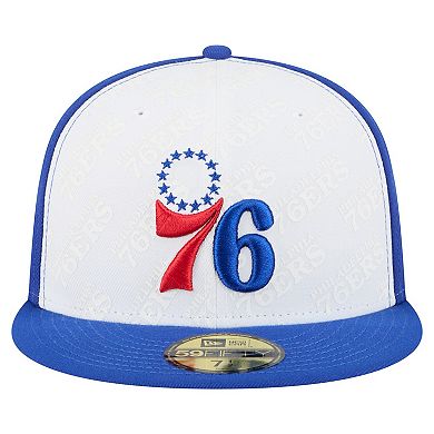 Men's New Era White/Royal Philadelphia 76ers Repeat 59Fifty Fitted Hat